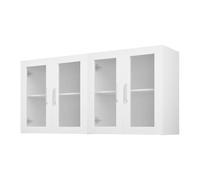 VEVOR Armario Mural para Lavandería, 2 Niveles con Estante Ajustable, con 4 Puertas, Robusto y Duradero, para Cocina, Baño, Lavandería, 122 x 30 x 61 cm, Capacidad de Carga de 72,6 kg, Blanco
