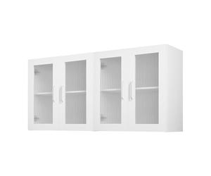 VEVOR Armario Mural para Lavandería, 2 Niveles con Estante Ajustable, con 4 Puertas, Robusto y Duradero, para Cocina, Baño, Lavandería, 122 x 30 x 61 cm, Capacidad de Carga de 72,6 kg, Blanco