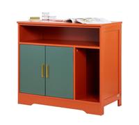 VEVOR Armario para Arena de Gatos, 792 x 430 x 710 mm, con Estante y Espacio de Almacenamiento, Caseta de Madera Moderna para Interiores, Compatible con la Mayoría de Areneros, Color Rojo y Verde