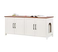 VEVOR Armario para Arenero Madera a Gatos, Inodoro Interior, 4 Puertas, 2 Entradas, Compatible con la Mayoría de Areneros, 120 x 45 x 50 cm, Carga Superior 60 kg e Inferior 45 kg, Marrón y Blanco