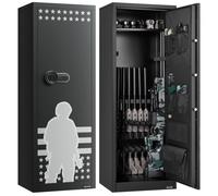 VEVOR Armario para Armas Largas con Cerradura con Contraseña, Caja Fuerte para 10-12 Rifles con 4 Bolsillos para Pistolas y 3 Estantes Ajustables, Armeros de Caza para Pistolas, 500 x 400 x 1380 mm