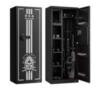 VEVOR Armario para Armas Largas con Cerradura con Contraseña, Caja Fuerte para Rifles con 3 Compartimentos para Munición y 2 Estantes Ajustables, Armeros de Caza para Pistolas, 536 x 386 x 1430 mm