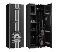 VEVOR Armario para Armas Largas con Cerradura con Llave y Contraseña, Caja Fuerte para 4 Rifles con 3 Ranuras para Munición y 2 Estantes Ajustables, 53,6 x 38,6 x 143 cm (Requiere Ensamblaje)