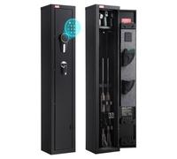 VEVOR Armario para Armas Largas, con Teclado Digital y Llave, Caja Fuerte para Rifles con Cargador, Iluminación LED y Soportes Ajustables, Control de Cerradura Inteligente, 250 x 220 x 1335 mm