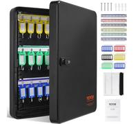 VEVOR Armario para Llaves con 48 Ganchos Caja para Llaves de Acero 28,5x37x8 cm Armario con Soporte para Llaves Cerradura Mecánica con 48 Etiquetas 2 Llaves Almacenamiento Seguro de Llaves en Oficina