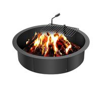 VEVOR Aro para Hoguera con Parrilla para Barbacoa Diámetro Exterior 889 mm, Diámetro Interior 787,4 mm, Altura 215,9 mm, Revestimiento de Acero al Carbono, Anillo para Fogata sobre o en el Suelo