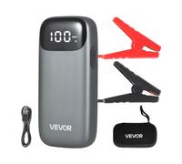 VEVOR Arrancador de Batería 6000 A Pico 26800 mAh, Arrancador de Baterías de Coche 12 V, Gasolina, Diésel 10L, Banco de Energía Portátil USB, Linterna 3 Modos, 12 Protecciones, para Moto Camión Barco