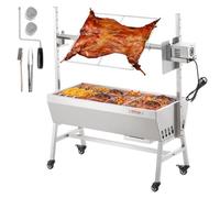 VEVOR Asador Eléctrico de Acero Inoxidable con Motor de 42 W y Ruedas Bloqueables, para Barbacoa, Cerdo Entero, Cordero, Cabra, Carbón, para Acampar al Aire Libre 1110 x 417 x 1080 mm, 4 RPM, Plata