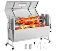 VEVOR Asador Giratorio 1168,4 mm Motor de 38 W, 4 Niveles de Altura, Capacidad de Carga de 60 kg, Parrilla de Acero Inoxidable con Ruedas, Rotación Suave de 360°, para Fiestas, Barbacoas, Acampadas
