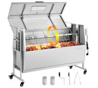 VEVOR Asador Giratorio Eléctrico 1168,4 mm Motor de 38W 4 Niveles de Altura | Para Fiestas, Barbacoas, Acampadas, Capacidad de Carga de 60 kg, de Acero Inoxidable, con Ruedas, Rotación Suave de 360°