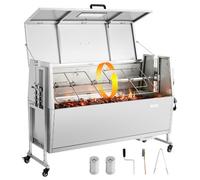 VEVOR Asador Giratorio Eléctrico 1320 mm Motor de 38 W, 4 Niveles de Altura | Para Fiestas, Barbacoas, Acampadas, Capacidad de Carga de 60 kg, de Acero Inoxidable, con Ruedas, Rotación Suave de 360°