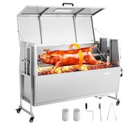 VEVOR Asador Giratorio Eléctrico 1320 mm Motor de 38 W, 4 Niveles de Altura | Para Fiestas, Barbacoas, Acampadas, Capacidad de Carga de 60 kg, de Acero Inoxidable, con Ruedas, Rotación Suave de 360°