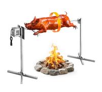 VEVOR Asador Giratorio Eléctrico 8 Niveles de Altura, Capacidad de Carga de 60 kg, Longitud de 1321 mm, Acabado en Acero Inoxidable, Rotación Suave de 360°, Parrilla para Fiesta, Acampada, Barbacoa