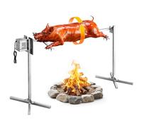 VEVOR Asador Giratorio Eléctrico, Ajuste de Altura 8 Niveles, Motor de 38 W | Capacidad de Carga de 60 kg, Acabado en Acero Inoxidable, Rotación Suave de 360°, Parrilla para Fiestas, Acampadas, Barbacoas