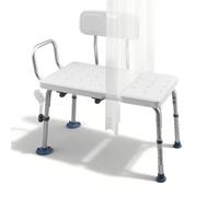 VEVOR Asiento de Bañera con Brazo y Respaldo, Silla para Bañera Altura Ajustable de 375 a 490 mm, Capacidad de 180 kg, Silla de Ducha para Adultos, Personas Mayores, Personas con Discapacidad