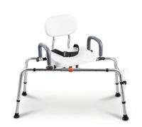VEVOR Asiento de Bañera Deslizante Carga de 180 kg, Silla de Ducha con Asiento Giratorio, Banco de Transferencia de Bañera con Brazos y Respaldo, Altura y Ancho Ajustables, para Personas Mayores