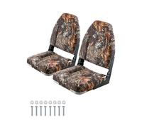 VEVOR Asiento de Barco con Respaldo Alto 2 Piezas Silla de Barco de Pesca Plegable con Cojín de Esponja Espesa y Cuero de PVC Impermeable Asiento de Bote Abatible para Barcos, Yates, Camuflaje