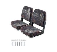 VEVOR Asiento de Barco con Respaldo Bajo 2 Piezas Silla de Barco de Pesca Plegable con Cojín de Esponja Espesa, Tela de Poliéster PU, Marco de PP Asiento de Bote para Barcos, Yates, Camuflaje