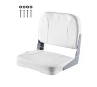 VEVOR Asiento de Barco con Respaldo Bajo Silla de Barco de Pesca Plegable con Cojín de Esponja Espesado y Cuero de PVC Impermeable Asiento de Bote Abatible para Barcos de Pesca, Yates, Blanco
