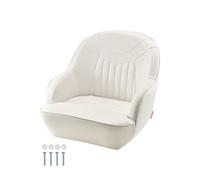 VEVOR Asiento de barco, respaldo bajo, asiento de barco con cojín de esponja gruesa y piel de PVC impermeable, diseño ergonómico, adecuado para barcos de pesca, yates, barcos, color blanco
