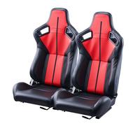 VEVOR Asiento de Carreras, Juego de 2, con Ángulo Amplio Reclinable y Espuma Alta Resiliencia, con Cuero de PVC Suave y Deslizador Q235B, Apto para Autos de Carreras y Karts, 590 x 560 x 960 mm, Rojo
