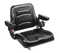 VEVOR Asiento de Carretilla Elevadora Universal Asiento de Tractor Plegable Respaldo de Ángulo Ajustable Micro Interruptor Cinturón de Seguridad Reposabrazos Ranura Extendida 160-340mm para Excavadora
