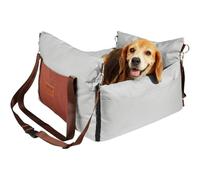 VEVOR Asiento de Coche para Perros 11 kg Asiento Elevado Impermeable para Mascotas Asas Laterales Bolsillo de Almacenamiento Correa de Seguridad con Clip Acolchado de Algodón PP para Coche, Gris