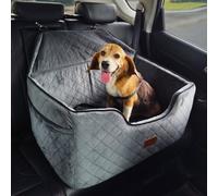 VEVOR Asiento de Coche para Perros 25 kg Asiento Elevado Impermeable para Mascotas con Bolsillo de Almacenamiento Correa de Seguridad con Clip Acolchado de Esponja para Coche, Gris