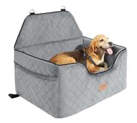 VEVOR Asiento de Coche para Perros 25 kg Asiento Elevado Impermeable para Mascotas con Bolsillo de Almacenamiento Correa de Seguridad con Clip Acolchado de Esponja para Coche, Gris