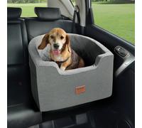 VEVOR Asiento de Coche para Perros 25 kg Asiento Elevado Impermeable para Mascotas con Respaldo Bolsillo de Almacenamiento Correa de Seguridad con Clip Acolchado de Esponja para Coche, Gris