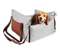 VEVOR Asiento de Coche para Perros 11 kg Asiento Elevado Impermeable para Mascotas Asas Laterales Bolsillo de Almacenamiento Correa de Seguridad con Clip Acolchado de Algodón PP para Coche, Gris