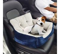 VEVOR Asiento de Coche para Perros 9 kg Asiento Elevado para Mascotas con Respaldo Bolsillo de Almacenamiento Correa de Seguridad con Clip Acolchado de Algodón PP para Coche, Azul Oscuro Gris