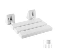 VEVOR Asiento de Ducha Abatible de PP, Silla de Ducha Plegable Montaje en Pared con Marco de Aleación de Aluminio, Taburete de Baño con Capacidad de Carga de 100 kg, para Adultos, Mayores, Blanco