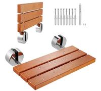 VEVOR Asiento de ducha plegable de teca, 20.1" x 13.2" desplegado, banco de ducha plegable montado en la pared con capacidad de carga de 440 libras, silla de ducha plegable para el cuidado del hogar q