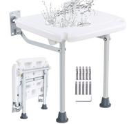 VEVOR Asiento de Ducha Plegable PE, 15.7'' x 14.8'' Desplegado, de Ducha en Pared con Capacidad de 500 lbs, Silla de Ducha Plegable para Adultos, Embarazadas y Niños, de