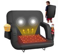 VEVOR Asiento de Estadio con Calefacción, 4 Bolsillos, 3 Niveles de Calefacción y 6 Modos de Vibración, Cojín Portátil para Acampadas, Eventos Deportivos y Gradas, Color Negro, 645 x 515 x 465 mm
