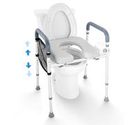 VEVOR Asiento Elevador para Inodoro Altura Ajustable 49-64 cm 7 Niveles Asiento Elevado Universal para Inodoro Carga 158,7 kg Estructura Acolchada de Aluminio, para Ancianos, Discapacitados, Pacientes
