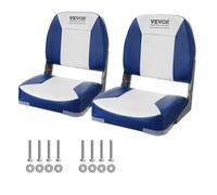 VEVOR Asiento plegable para barco, 2 piezas, cómodo asiento de piloto con respaldo bajo, acolchado de esponja de alta densidad, asiento impermeable para barco para lanchas rápidas, cruceros, barcos de