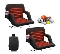 VEVOR Asiento Portátil Plegable de Estadio con Doble Calefacción y Soporte para la Espalda con Calefacción de 3 Niveles, con Portavasos con Bolsillo con Gancho, para Eventos Deportivos, Conciertos