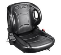 VEVOR Asiento universal para carretilla elevadora, asiento de tractor con respaldo de ángulo ajustable, microinterruptor y cinturón de seguridad, asiento envolvente para carretilla