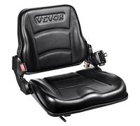 VEVOR Asiento Universal para Carretilla Elevadora, Asiento Plegable para Tractor con Respaldo Ángulo Ajustable, Cinturón de Seguridad Retráctil, Asiento para Carretilla Elevadora de 6 Ranuras