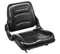 VEVOR Asiento Universal para Carretilla Elevadora Asiento Plegable para Tractor con Respaldo de Ángulo Ajustable Microinterruptor Ranura Extendida Asiento Cómodo 160-340 mm para Excavadora y Cargadora