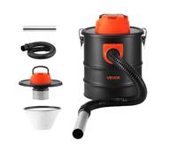 VEVOR Aspiradora de Cenizas 15 L 1200 W Limpiador de Chimeneas de Acero | para Estufas de Pellets, Leña, Parrillas y Patios, con Doble Filtración, Filtro HEPA, Manguera de 0,8 m y Función de Soplado