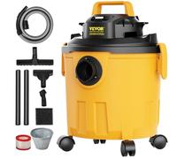 VEVOR Aspiradora en Seco y Húmedo 18 L Aspiradora Portátil Liviana para Taller en Seco y Húmedo 6 HP Soplado Eficiente con Boquilla, Ruedas, para Alfombras, Escombros, Pelo de Mascotas, Naranja