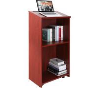 VEVOR Atril de Conferencias 60 x 36 x 120 cm Podio de Presentación de Madera MDF Tapa Inclinada con Estante de Almacenamiento y 4 Ruedas Atril para Presentaciones Recepción Oficina Escuela, Marrón