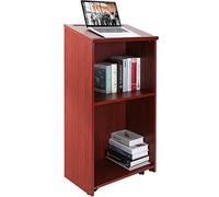 VEVOR Atril de Conferencias 60 x 36 x 120 cm Podio de Presentación de Madera MDF Tapa Inclinada con Estante de Almacenamiento y 4 Ruedas Atril para Presentaciones Recepción Oficina Escuela, Marrón