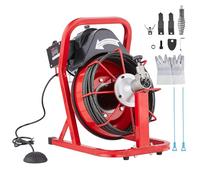 VEVOR Desbloqueador de Tuberías Eléctrico Máquina de Limpieza de Tuberías 12m x 0,95cm Limpiador de Tubos de Drenaje con Alimentación Automática Accionamiento Neumático para Tuberías de 5-10 cm