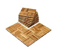 VEVOR Azulejos Entrelazados para Terraza Madera Maciza, Revestimiento de Suelo de Madera de Pino Alcanfor para Todo Tipo de Climas, para Terraza, Porche, Patio Trasero, 300 x 300 x 20 mm, 10 uds