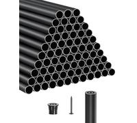 VEVOR Balaustres de Escalera de Aluminio 66 cm Barandilla de Metal Redonda 101 Piezas Barandilla Hueca para Terraza con Tapas de Riel y Tornillos para Escaleras, Porches, Patios, Balcón, Negro