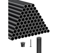 VEVOR Balaustres de Escalera de Aluminio 81,3 cm Barandilla de Metal Redonda 101 Piezas Barandilla Hueca para Terraza con Tapas de Riel y Tornillos para Escaleras, Porches, Patios, Balcón, Negro